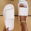 Solid Color Minimalist Pillow Slides, Soft Sole Platform Casual Home Shower Slides, Non-slip EVA Beach Slides