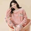 Warm Sleepwear for Winterthickened Warm Flannel Pajamas Student Long Sleeve Cartoon Ladies Loungewear Setpajamas Woman Offer