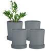 M METERXITY Plant Pot Plastic Flower Pots with Drainage Holes for Indoor Planter 4-Piece Set, 4.5" Cacti/Succulents/Small Plants/Home/Garden, [Grey]