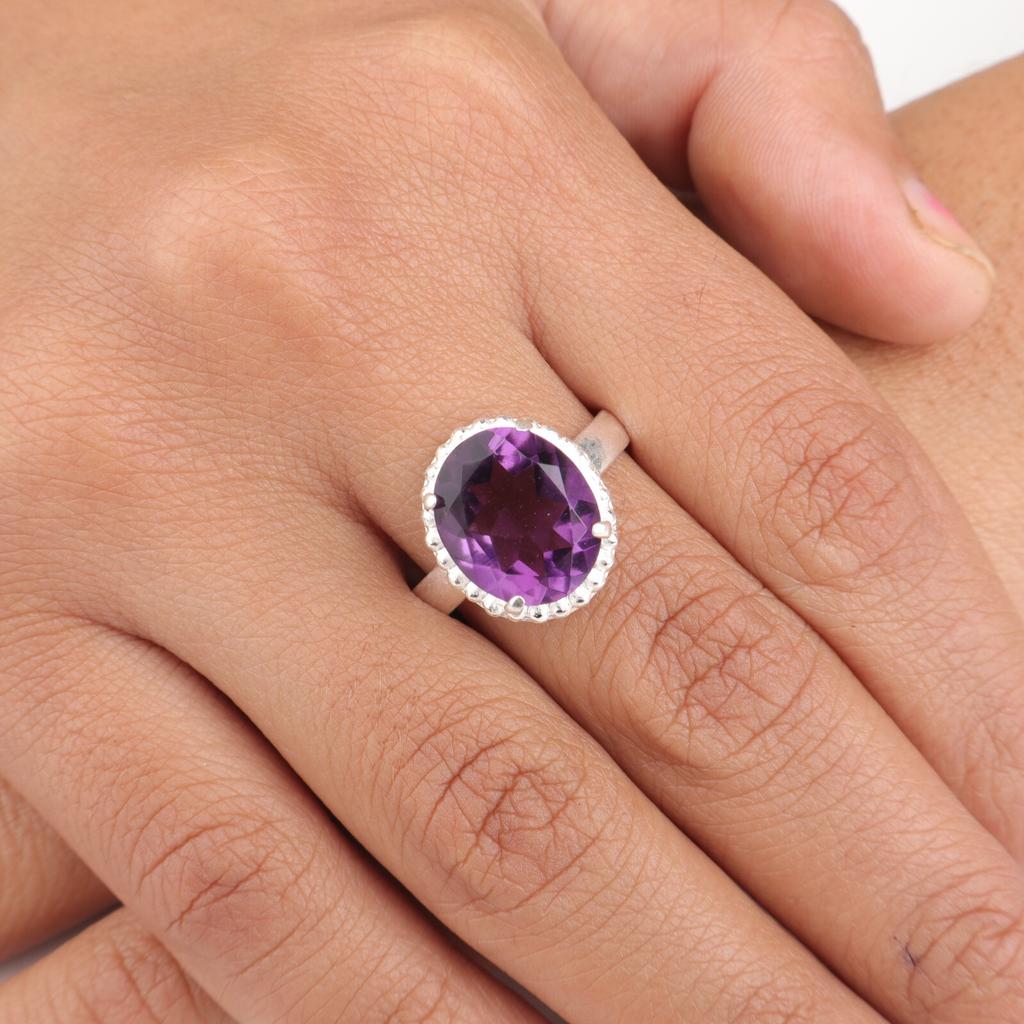 Amethyst Gemstone 925 Stamped Silver Jewelry Handmade Ring For Anniversary Gift RR-28-5