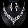 Fashion Alloy Rhinestone Faux Pearl Necklace Earrings Women Bride Jewelry Set