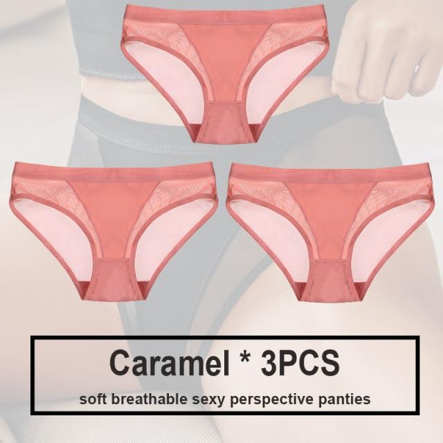 FINETOO 3Pcs Women Panties Sexy Lingerie Seamless Female Underwear See-Through Underpants Woman Panties Briefs Girls Intimate