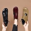 New Style Short Boots Women's Thick-heeled Flat Shoes Lacquer Leather Boots