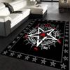 Balck Halloween Decor Area Rug Satanic Ritual Rug Mysterious Rune Printing Floor Mat Decor Mat for Living Room Bedroom Carpet