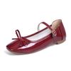 Fashion Mary Janes Women's 2025 Plus Size Ladies Shoes Flats Bow Tie Daily Flats Women Square Toe Buckle Strap Soft Bottom Shoes Female