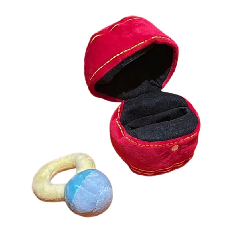 Plush Box Ring Material Diamond Pet Chew Toy Birthday Gift Set Engagement
