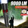 9000LM Rechargeable LED Flashlights White Laser Lamp Beads 2000m Super Bright Flashlight Powerful Lantern Camping Torch