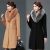 Korean Version of The New Woolen Women's Coat Medium and Long Woolen Fur Collar Trench Coat