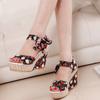 2024 Thick Sole Slope Heel High Heel Fish Mouth Matsuke Heel Ribbon Fashion Sandals