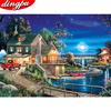 DIY 5D Diamond Painting Landscape Lodge Full Drill Round Home Decoration Embroidery