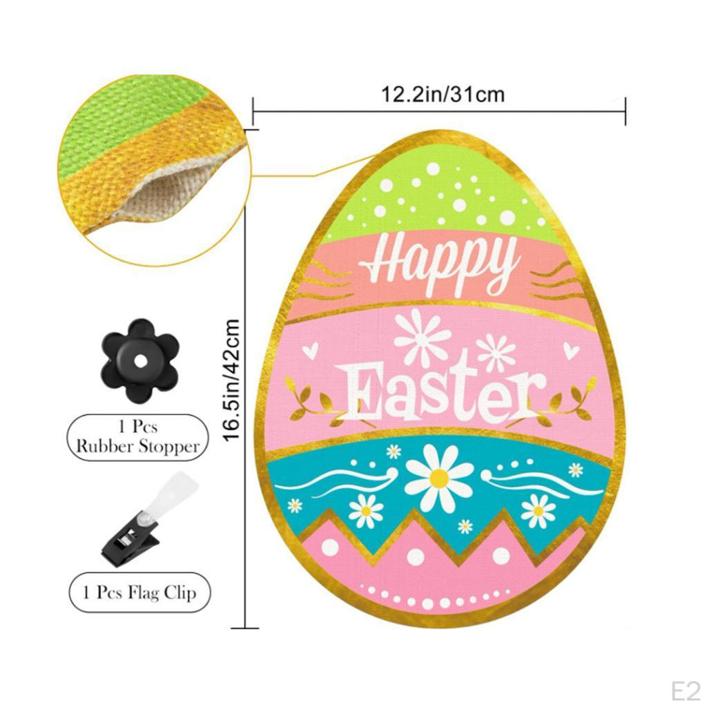 Happy Easter Egg Yard Flag Banner Double Sided 42x31cm for Lawn Garden Decor