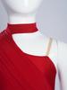 Girls Dance Leotard One Shoulder Design Mock Neck Long Sleeve Ruched Mesh Overlay Performance Bodysuit