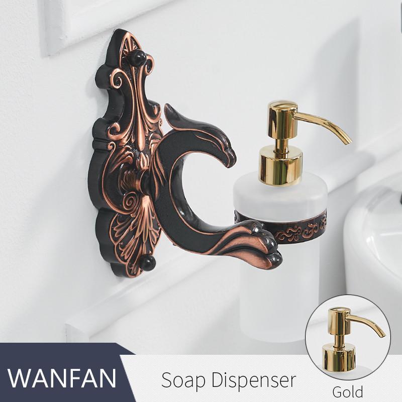 Liquid Soap Dispensers Luxury Black Color Dispenser for Liquid Soap Dispenser Wall Mounted With Frosted Glass Container WF-88818