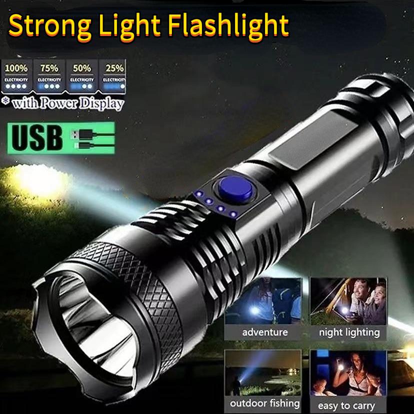 Tactical LED Flashlight ABS Strong Light Flashlight Outdoor USB Rechargeable Household Portable 14500 Mini Small Flashlight