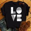 Love Font Geometric Print T Shirt Women New Fashion Black T Shirt 90S Ladies Casual Tops Female Short Sleeve O-Neck Tee Shirts