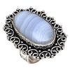 Blue Lace Agate Gemstone Handmade Silver Jewelry  "8"