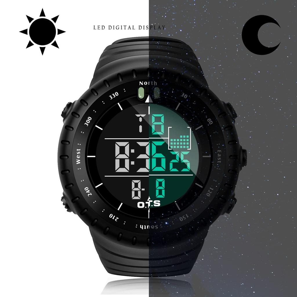 PALADA Watch Sports Digital Electronic Quartz Movement Waterproof Military Business Casual LED Backlight Black Men's –