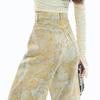 Yellow Vintage Print High Waist Loose Fit Wide Leg Jeans Stylish and Versatile Trousers