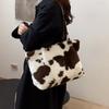 Large Capacity Shopper Bags For Women Winter Travel Tote Bag Cow Printing Plush Shoulder Bag Ladies Designer Handbag KTY