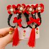 Chinese New Year Style Tassel Hairpin 2pcs Bow Decorative Performance Clothing Hairpin Set Acce E5N3