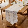 Elegant White Lace Table Runner with Floral Embroidery Tablecloth for Dresser, Kitchen, Wedding Banquet, Coffee Table, Fireplace, Dining