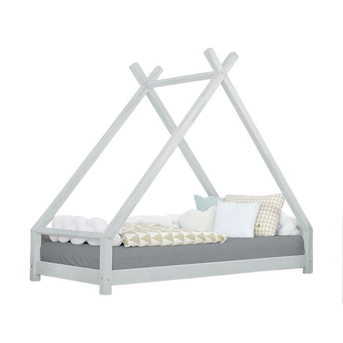TAHUKA Children's Teepee Bed 90 X 160 Light Grey