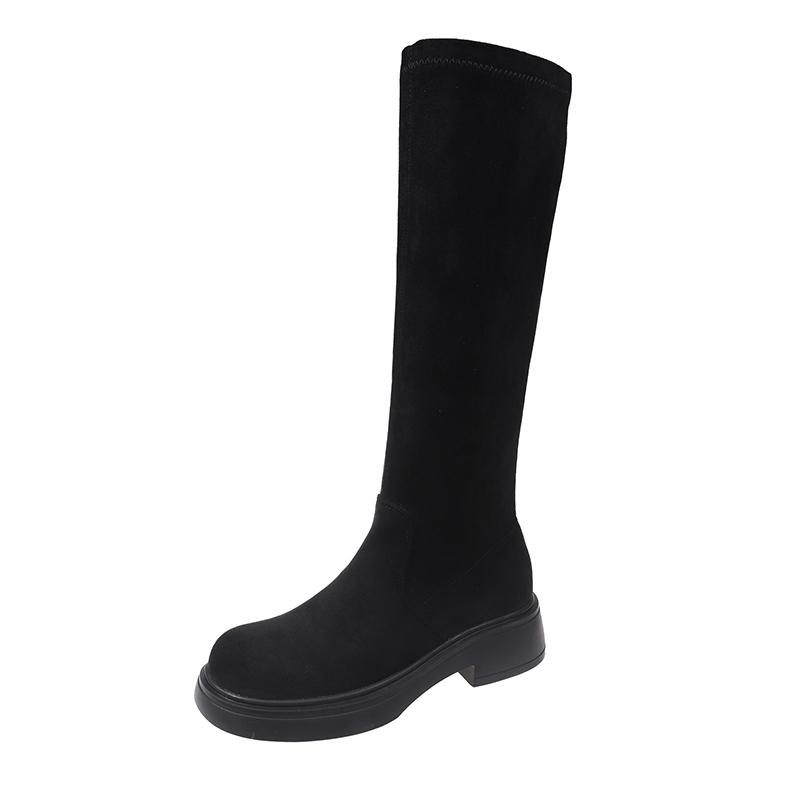 2024 Hot Sale Round Head Outdoors Winter Women's Snow Boots Solid Color Casual Comfortable Waterproof Women Knee Length Boots
