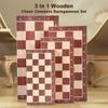 3 In 1 Wooden Chess Checkers Backgammon Set Portable Wooden Chess Set for Adults Kids
