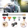 17/41CM 3600 PSI Car Cleaning High Pressure Water Gun Extension Extension Lance Wand for Karcher Extender Rod with 5 Nozzle Tips