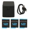 Action Camera Battery Charger 3 Channel Storage Charging with 3pcs 1800mAh Rechargeable Lithium Ion