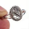 Natural Black Rutile Gemstone Handmade 925 Solid Sterling Silver Ring S.8 V7w56