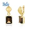 Vintage Gold 925 Sterling Silver Natural Smoky Quartz Gemstone Earrings Female Fashion Fine Jewelry Gift