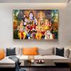 Shiva Parvati Ganesha Posters and Prints Canvas Painting Hindu God Elephant Religious Wall Art Pictures for Living Room Decor