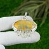 Natural Golden Rutile Gemstone Pendant 925 Sterling Silver Jewelry For Girls