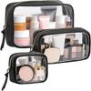 1PCS Travel Organizer Bath Toiletry Wash Storage Bag Case Black Zipper Clear Makeup Bags Pouch Women's Cosmetic Bag Transparent Visual Toiletries Bag