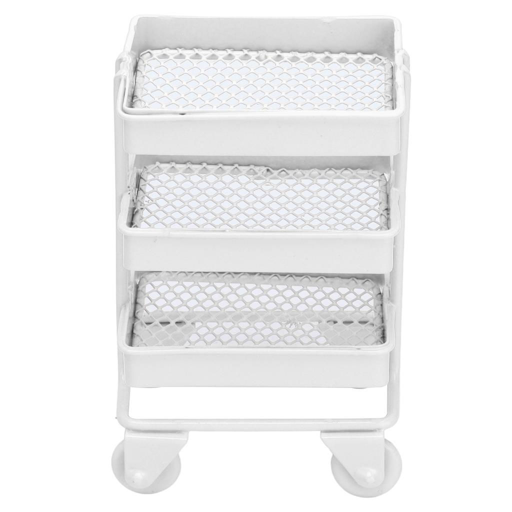 1:12 Mini Dollhouse Toy 3 Level Storage Rack with Wheels for Dollhouse Kitchen Furniture