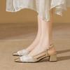 Mary Jane Bag Head Sandals Women's New Summer Empty Nude Word with Thick Heels High Heels