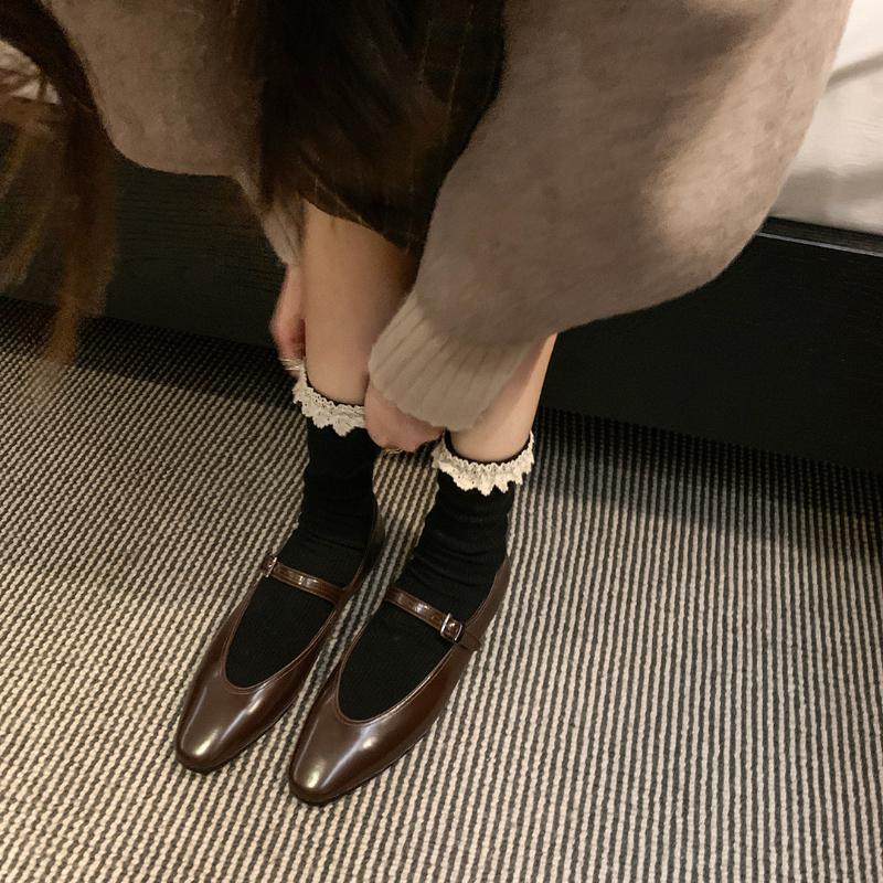 Shallow Mouth Women's Single Shoes Flat Bottom Comfortable Pointed Toe Female Mary Jane Solid Color Womens Shoes Autumntime