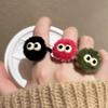 Adorable Cartoon Coal Ball Plush Ring for Women - Unique Autumn/Winter Design