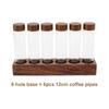 Coffee Bean Storage Tubes with Wooden Stand and Lids, Dosing Glass Vials for Coffee Storage, Espresso Bean Canisters Cellars Set