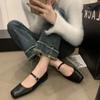 Fashion 2024 Hot Sale Women's Shoes Mary Janes Women's Flats Shallow Daily Flats Women Square Toe Buckle Strap Soft Bottom Shoes Female