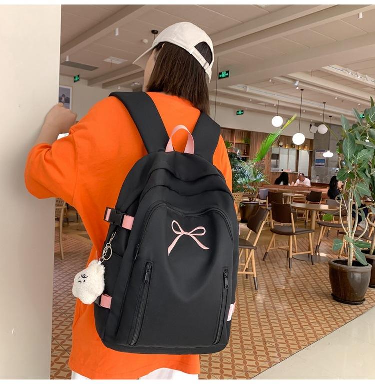 Рюкзак с бантом и принтом, однотонный студенческий школьный женский рюкзак большой емкости