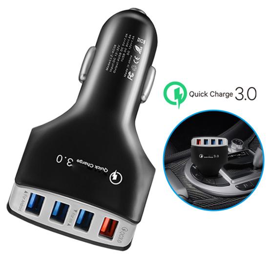 Portable QC 3.0 Quick Charge 4 USB Ports Car Cigarette Lighter Charger Adapter