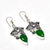 Emerald(Simulated) Gemstone 925 Silver Plated Jewelry Earring 1.89"