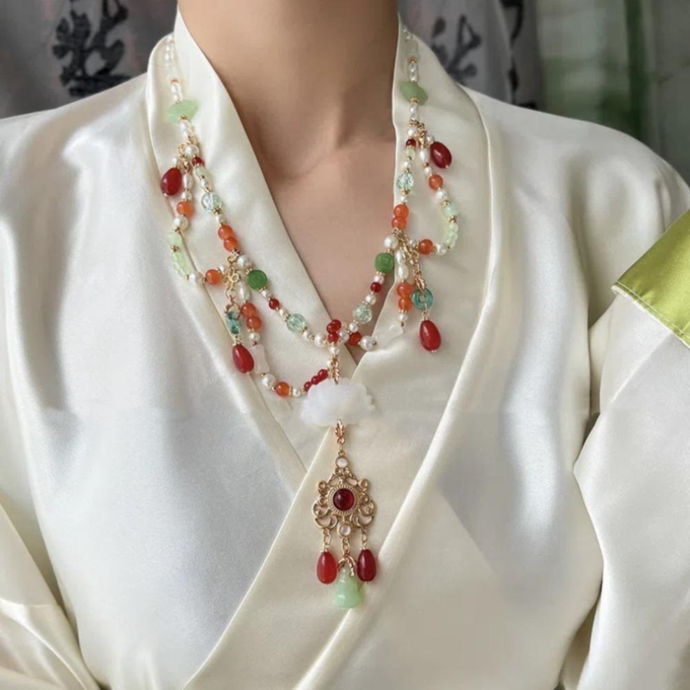Ethnic Style Hanfu Ruyi Pendant Tang Ming Song Dynasty Long Tassel Necklace Party Jewelry