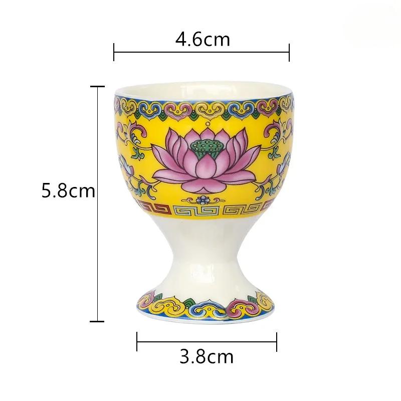 3pcs Buddhist Ceramics Water Supply Cup Buddha Hall Lotus Goblet Wine Glass Decorations Home Feng Shui Worship Decor Accessories