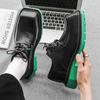 Fashion2024 Men's Japan Karajuku Korean Style Fashion Streetwear Thick Platform Casual Green Leather Shoes Lace Up Dress Leather Shoes