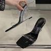 Eilyken Design Style Crystal Wedges Heels Women Slippers PVC Transparent Square Toe Banquet Slide Shoes Zapatos De Mujer
