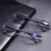 Rimless Bifocal Reading Glasses Anti Blue Ray Presbyopic Glasses Magnification Diamond Cutting