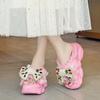 Fashion Shoes Woman 2025 Slippers Summer On A Wedge Pantofle Platform Butterfly-Knot Luxury Slides New Designer Fashion Butterfly-knot